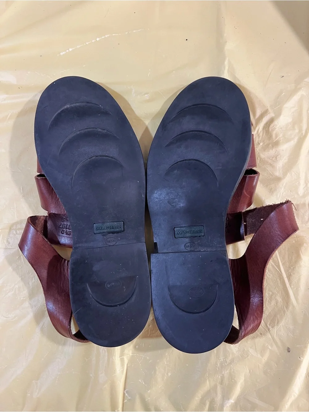 Cole Haan Brown Leather Woven Fisherman Sandals with Buckle A2